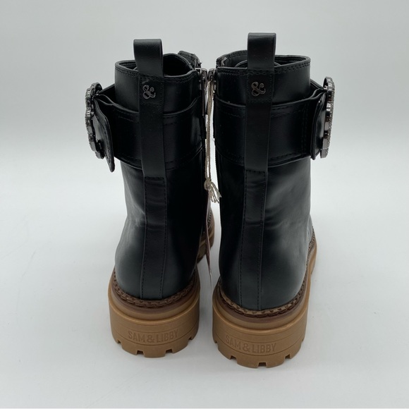 SAM & LIBBY Samantha Combat Boot Color Black with Brown Bottom - Picture 6 of 12